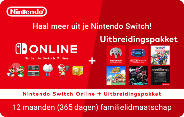 Nintendo Switch Online + Uitbreidingspakket 12 maanden | Familielidmaatschap 69.99