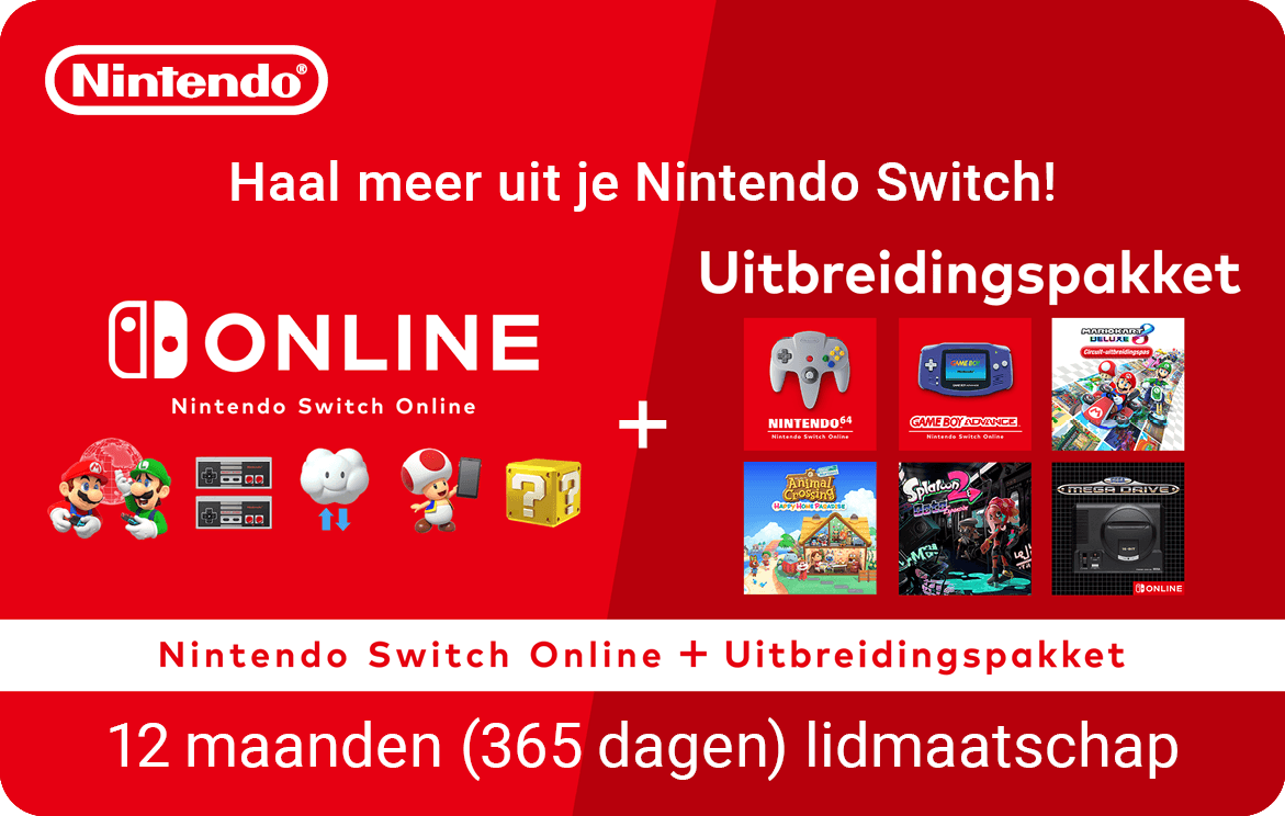 Nintendo Switch Online + Uitbreidingspakket 12 maanden | Individueel lidmaatschap 39.99